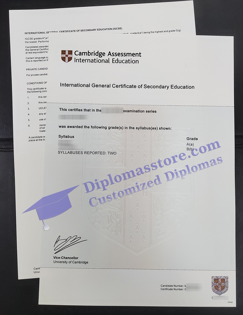 Cambridge IGCSE certificate