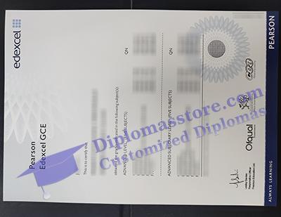 Edexcel GCE certificate, Edexcel A Level certificate,