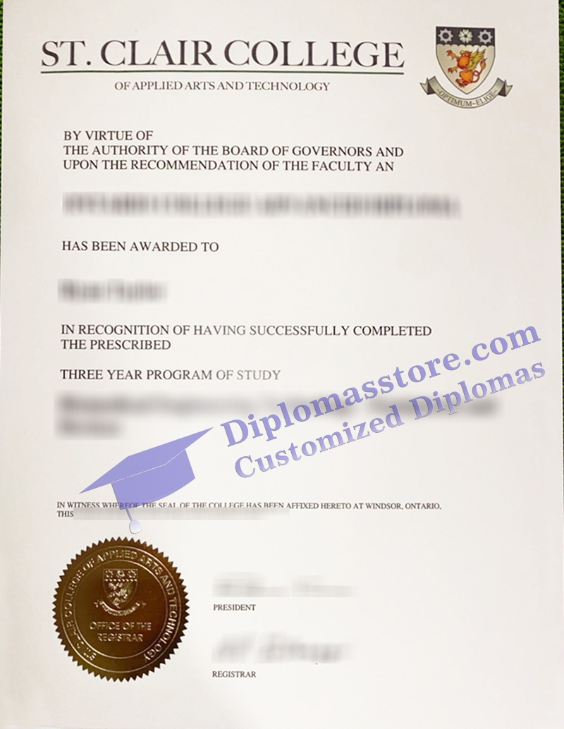 St. Clair College diploma, St. Clair College certificate,