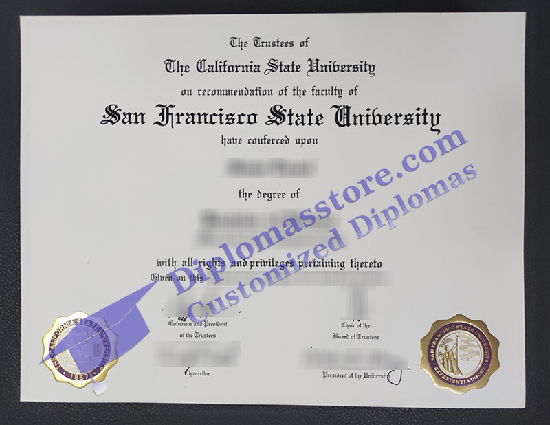 San Francisco State University diploma, SFSU certificate,