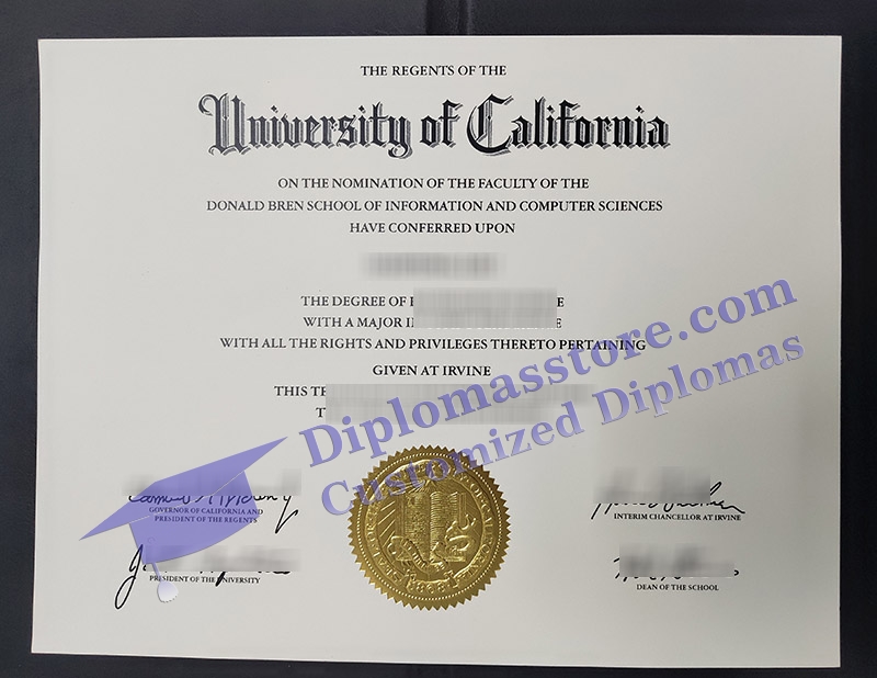 UC Irvine diploma, University of California Irvine certificate,