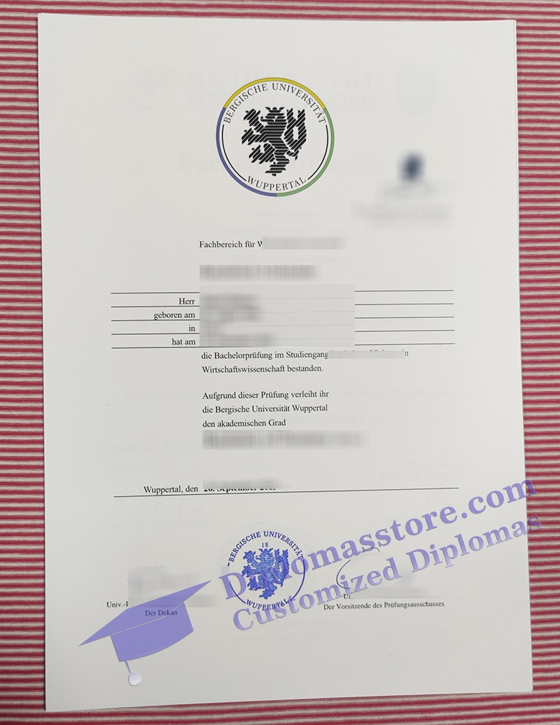 Universität Wuppertal degree, Universität Wuppertal urkunde,