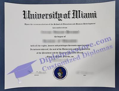 University of Miami diploma certificate