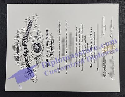 University of Missouri Columbia diploma certificate