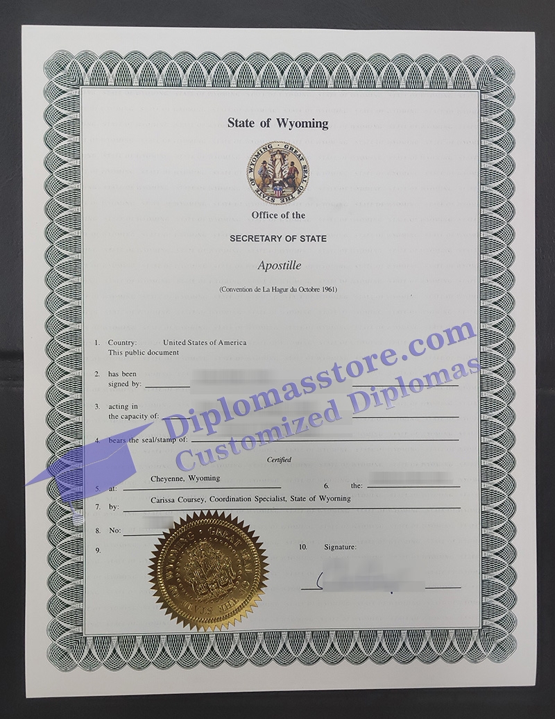 Wyoming apostille certificate