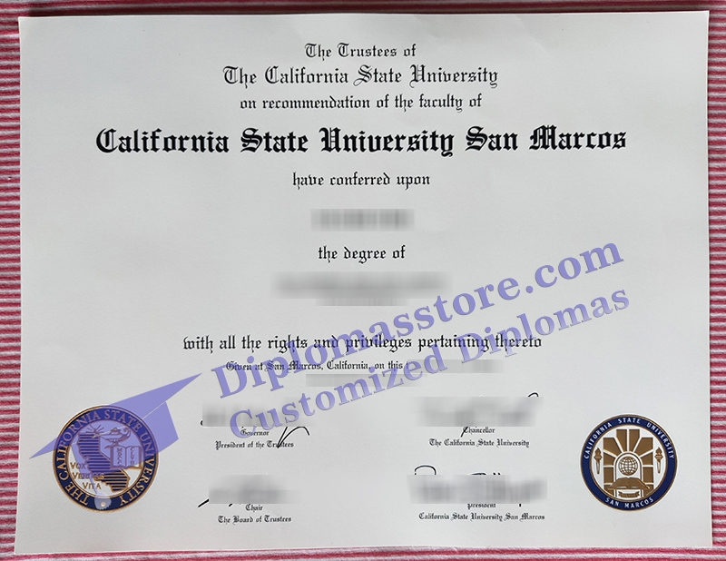 Cal State San Marcos diploma, CSUSM certificate,