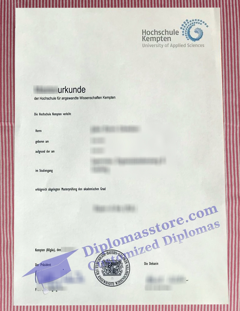 Hochschule Kempten urkunde, order Hochschule Kempten diploma,