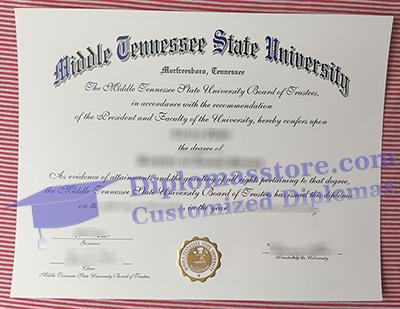 Middle Tennessee State University diploma certificate