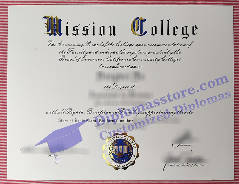 Mission College diploma, Mission College certificate,