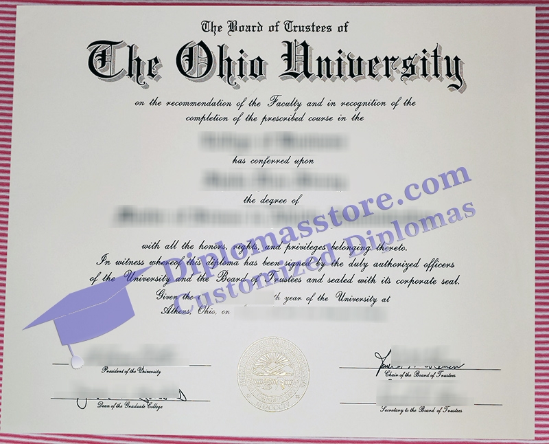 Ohio University diploma, Ohio University certificate,