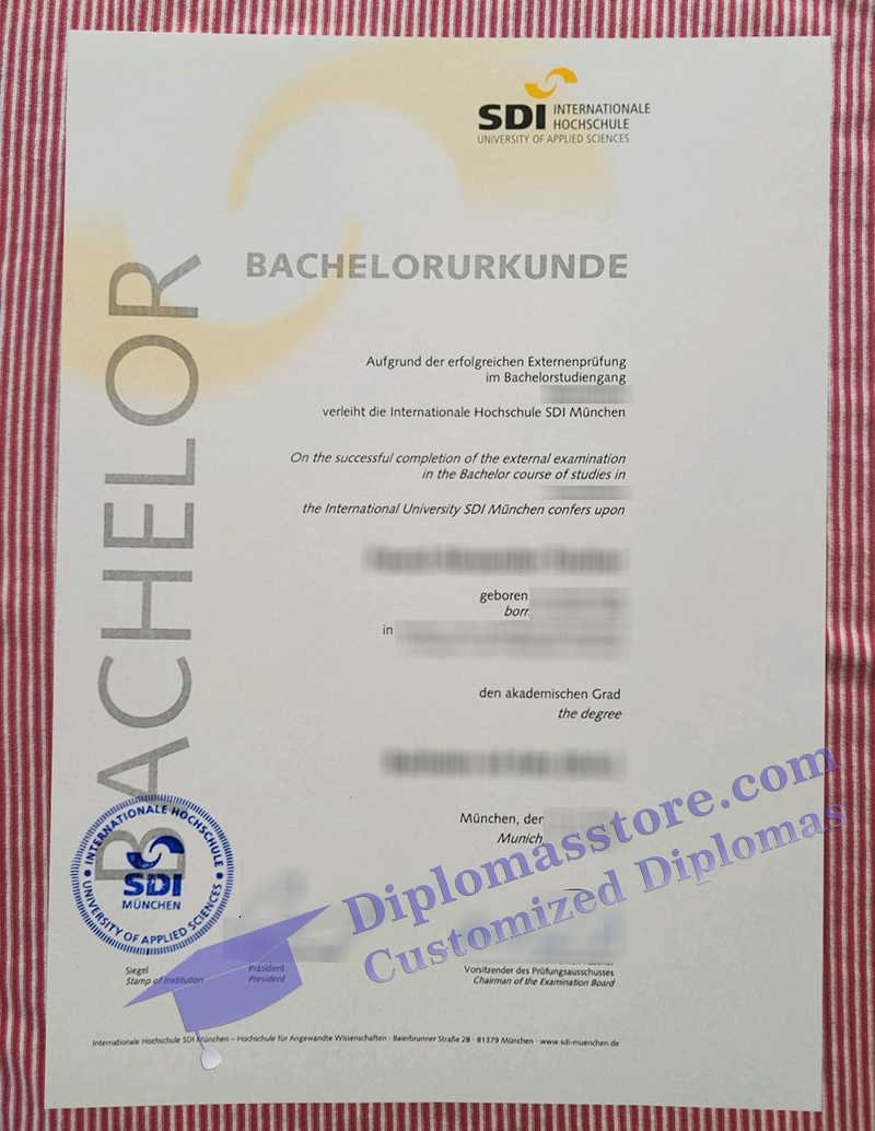 Internationale Hochschule SDI München urkunde, SDI Hochschule certificate,