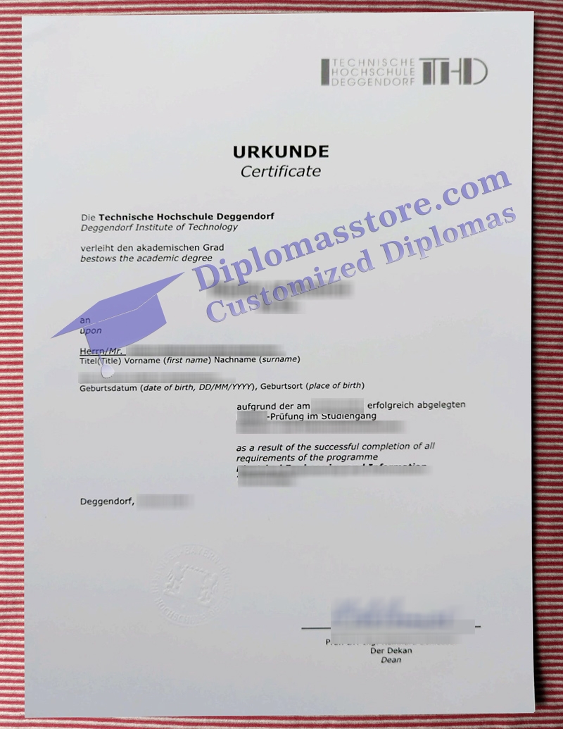 TH Deggendorf urkunde, Technische Hochschule Deggendorf certificate,