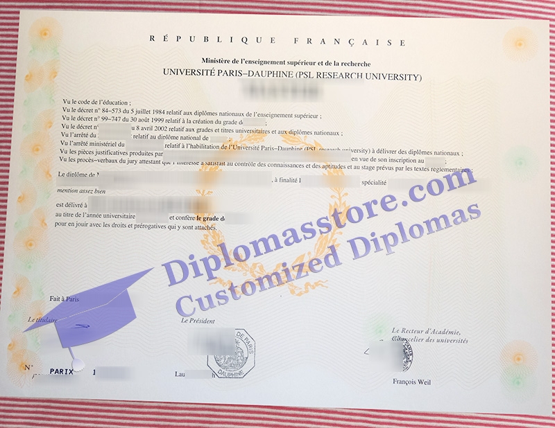 Université Paris Dauphine diplôme, Paris Dauphine University certificate,