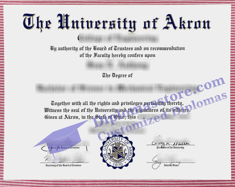 University of Akron diploma, University of Akron certificate,