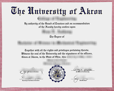 University of Akron diploma certificate