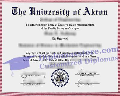 University of Akron diploma certificate