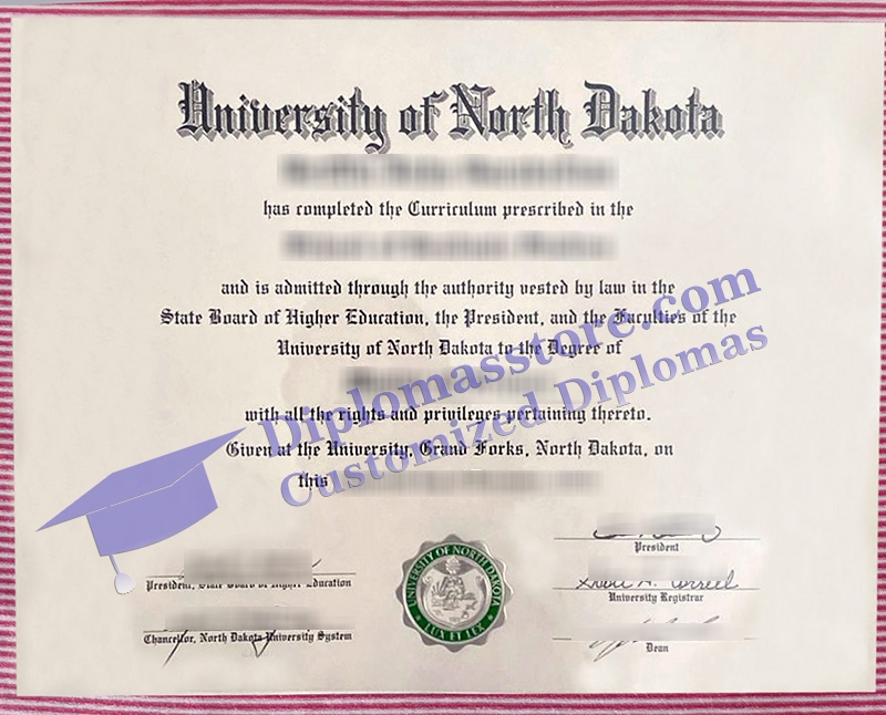 University of North Dakota diploma, University of North Dakota certificate,