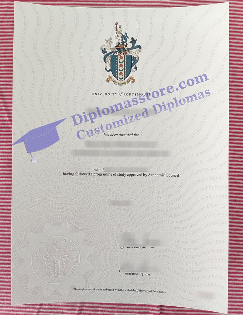 University of Portsmouth degree, University of Portsmouth certificate,