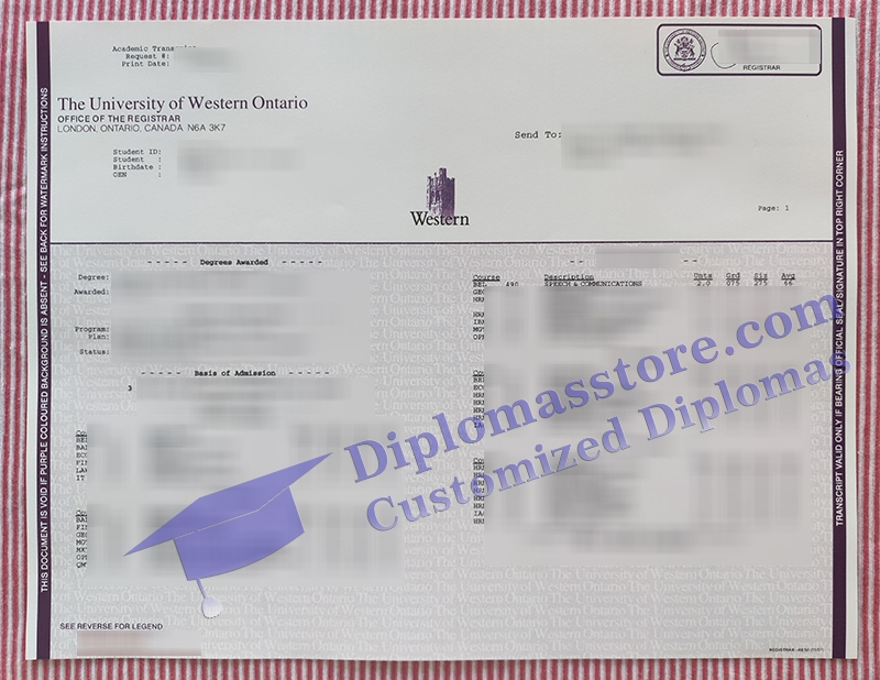 Western University transcript, fake Western University certificate,