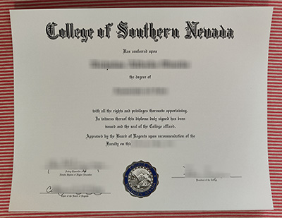 College of Southern Nevada diploma certificate