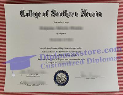 College of Southern Nevada diploma certificate