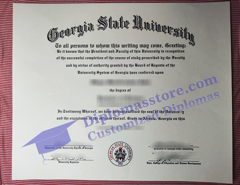 Georgia State University diploma, Georgia State University certificate,