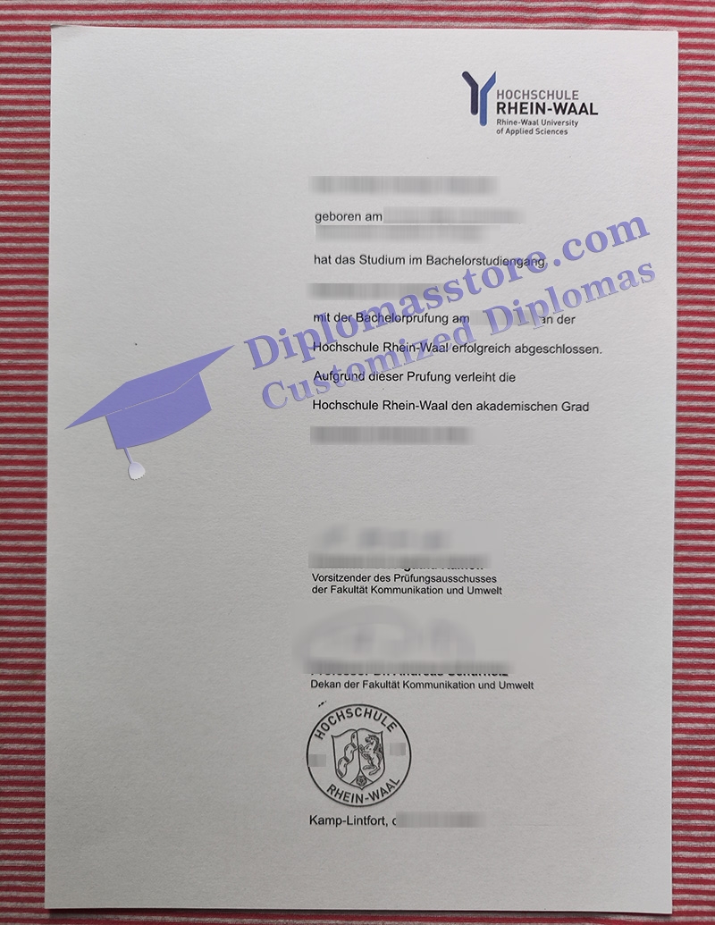 Hochschule Rhein-Waal urkunde, Hochschule Rhein-Waal degree,