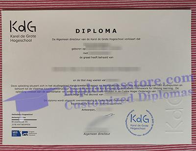 Karel de Grote hogeschool certificate
