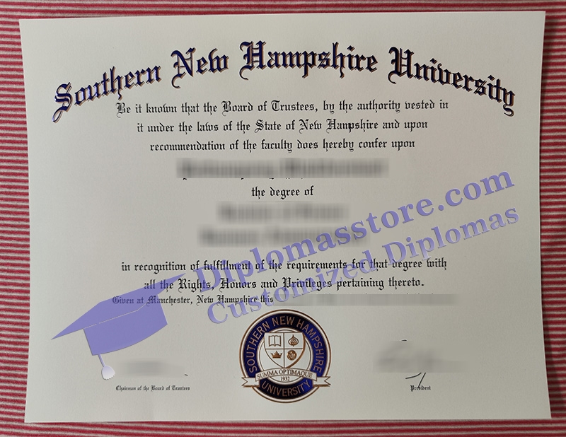 Southern New Hampshire University diploma, SNHU certificate,