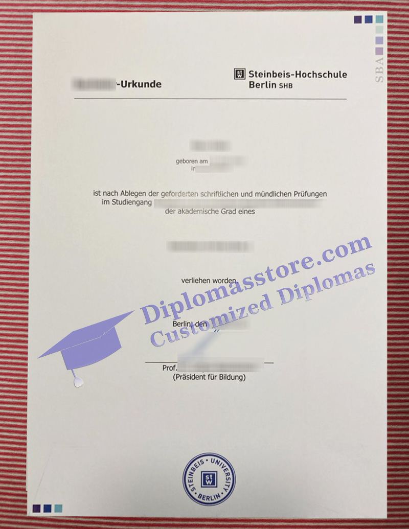 Steinbeis-Hochschule Berlin urkunde, Steinbeis University Berlin degree,