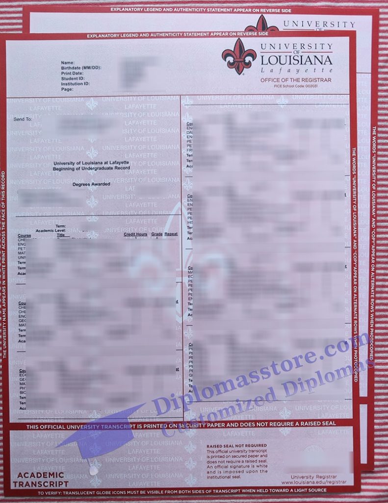 Unusual ways to get a UL Lafayette transcript in U.S.