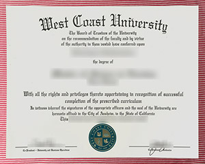 West Coast University diploma certificate