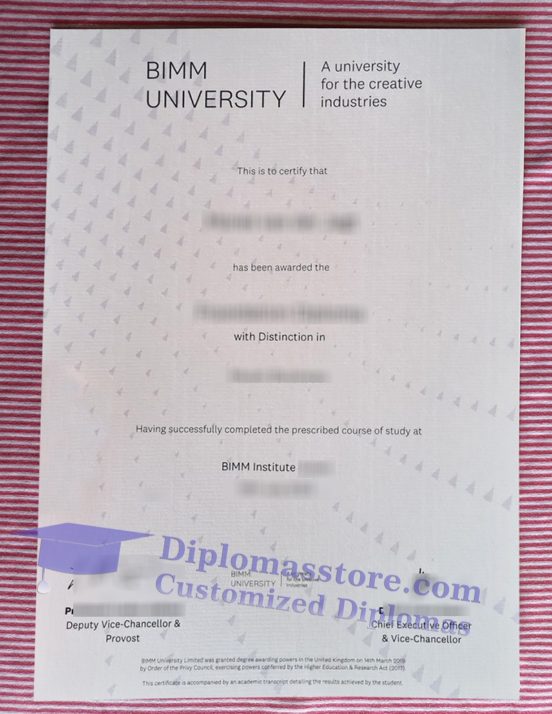 BIMM University degree, BIMM University diploma,