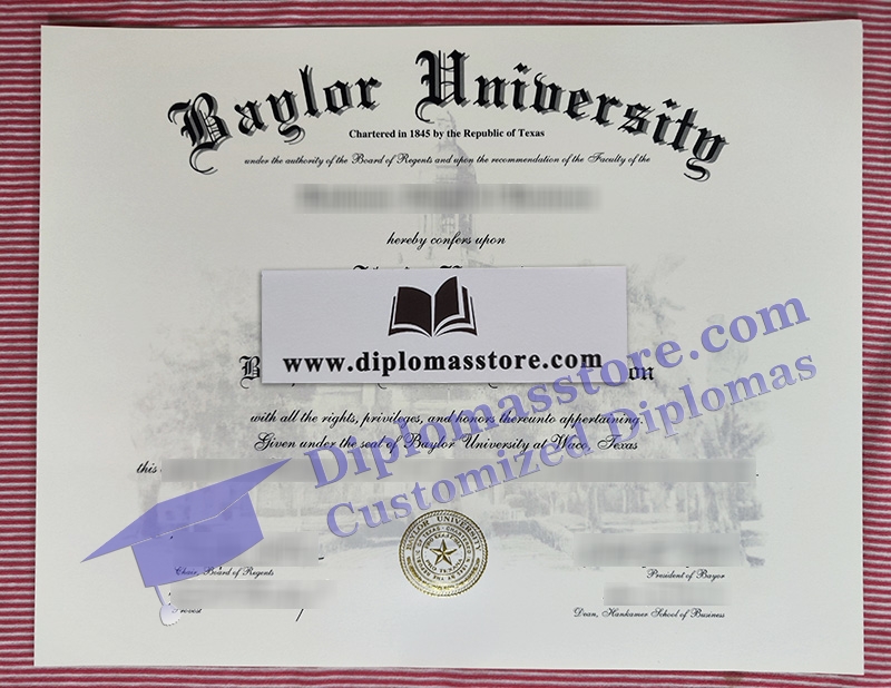 Baylor University diploma, Baylor University certificate,