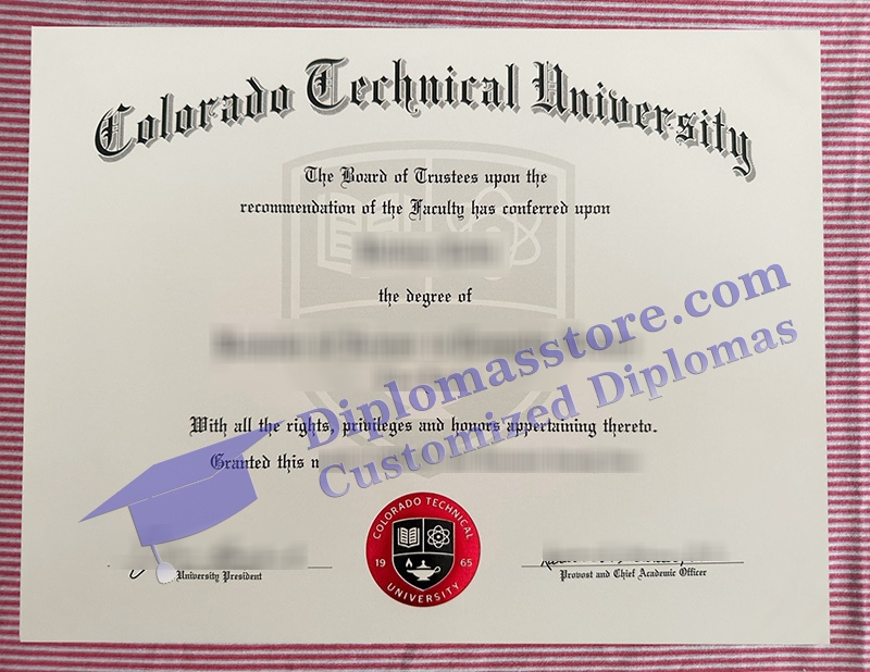 Colorado Technical University diploma, Colorado Technical University certificate,