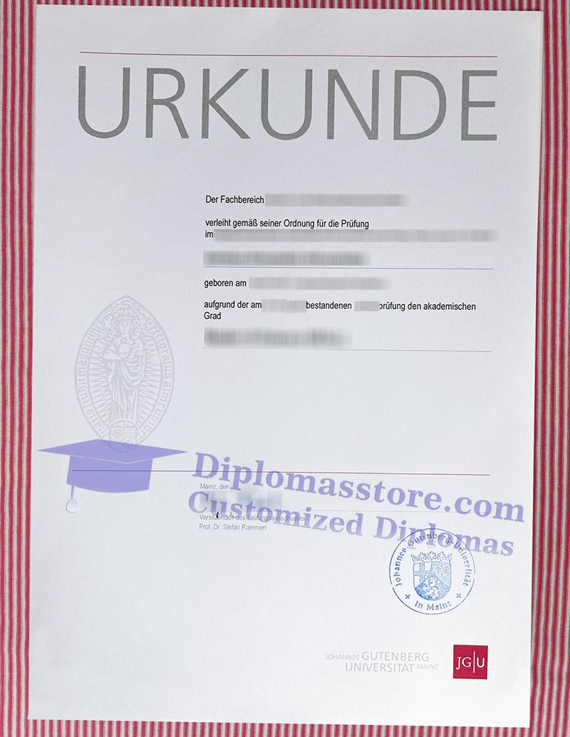 Johannes Gutenberg-Universität Mainz urkunde, JGU Mainz degree,