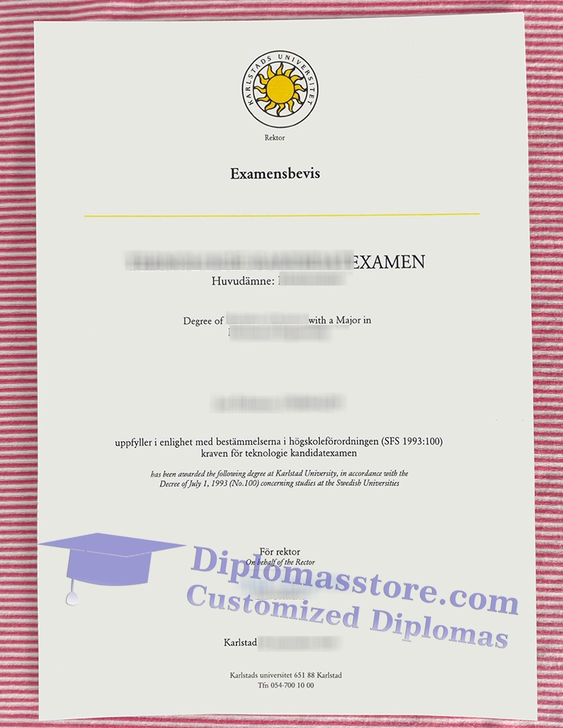 Karlstads Universitet degree, Karlstad University diploma,