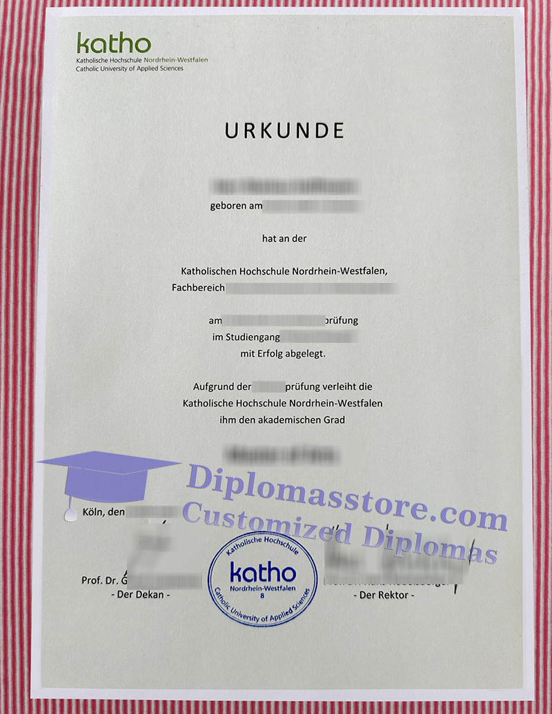 Katholische Hochschule Nordrhein-Westfalen urkunde, KatHO NRW diploma,