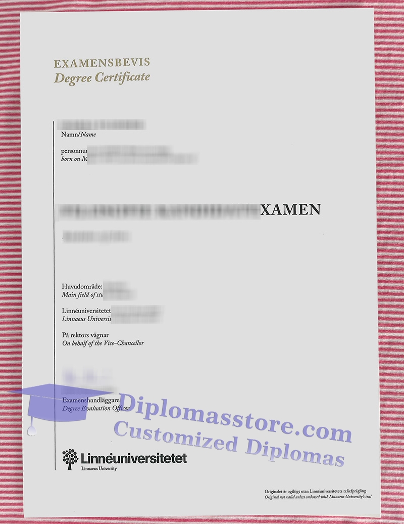 Linnéuniversitetet examensbevis, Linnaeus University degree,