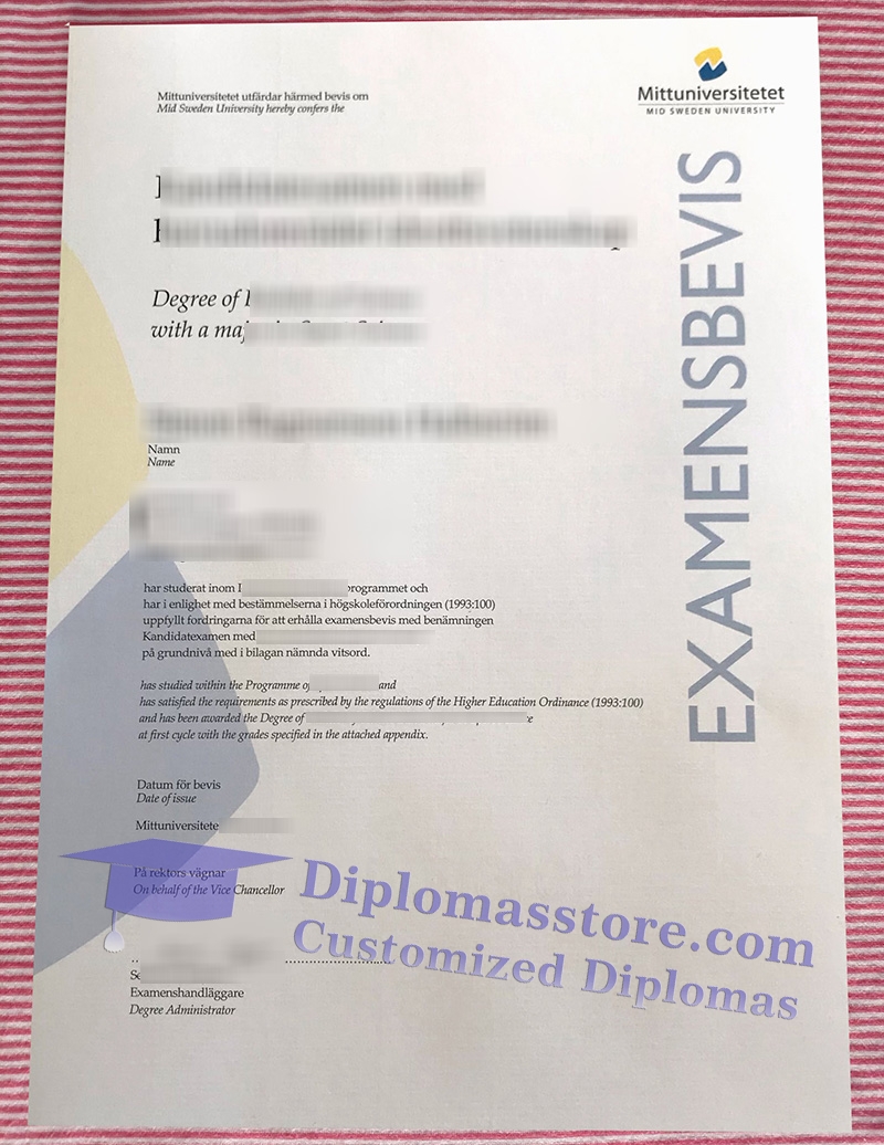 Mittuniversitetet examensbevis, Mid Sweden University degree,