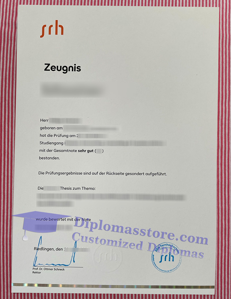 SRH Fernhochschule zeugnis, the Mobile University transcript,