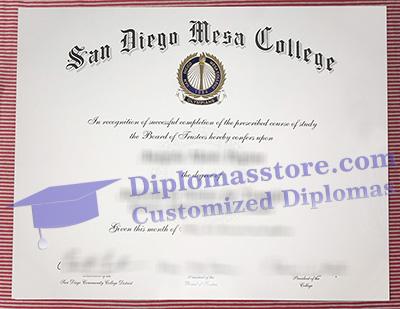 San Diego Mesa College certificate