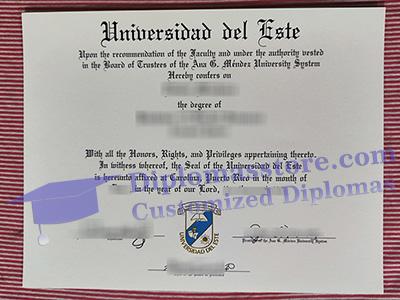 Universidad del Este certificate
