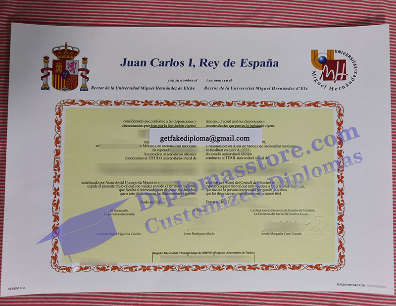 Universidad Miguel Hernández título, Miguel Hernández University diploma,