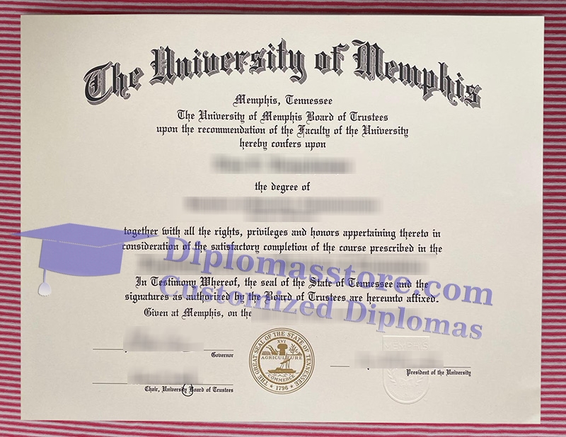 University of Memphis diploma, University of Memphis certificate,