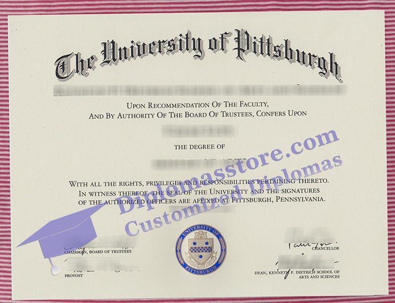 University of Pittsburgh diploma, University of Pittsburgh degree,