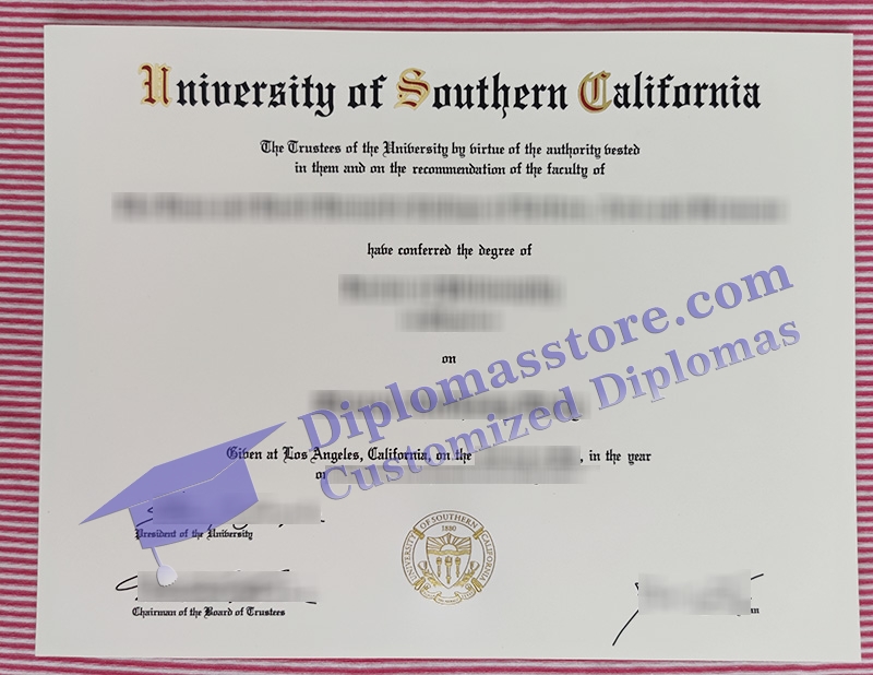 University of Southern California diploma, University of Southern California certificate,