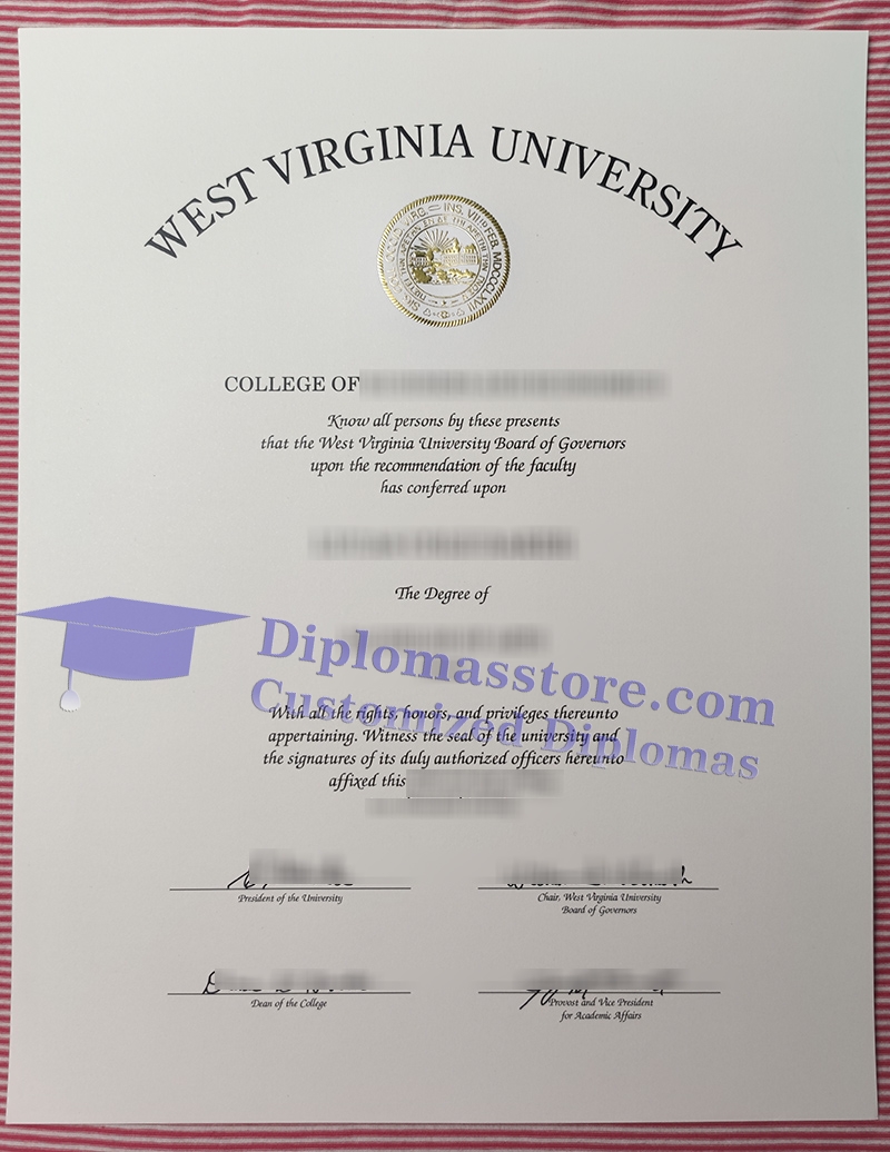 West Virginia University diploma, West Virginia University certificate,