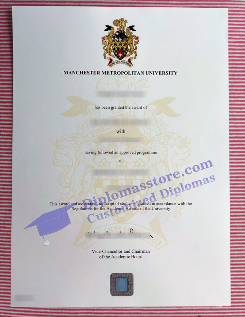 Manchester Metropolitan University degree, MMU certificate,