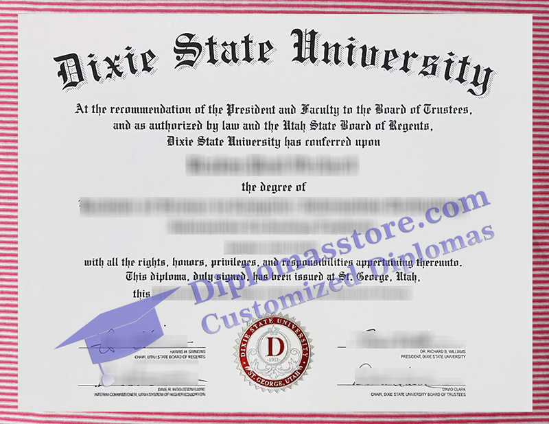 Dixie State University diploma, Dixie State University certificate,